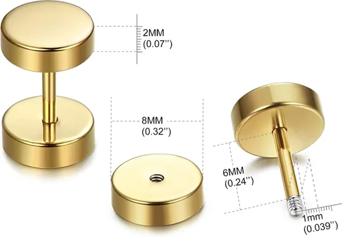 Miniatura 4 de 6pares de aretes de Fibo Steel con tuerca, 18G