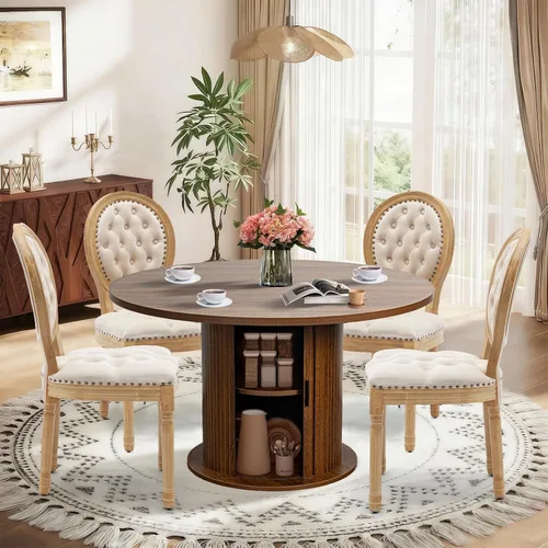 Miniatura 25 de SoarFlash Juego de mesa de cocina y sillas para 4, juego de mesa de comedor de 47 pulgadas para 4 personas con sillas tapizadas de terciopelo, juego