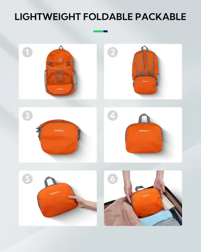 Miniatura 5 de WATERFLY Mochila de senderismo plegable: mochila de día de 25L ultra ligera para mujer y hombre - pequeña mochila plegable compacta para deportes al