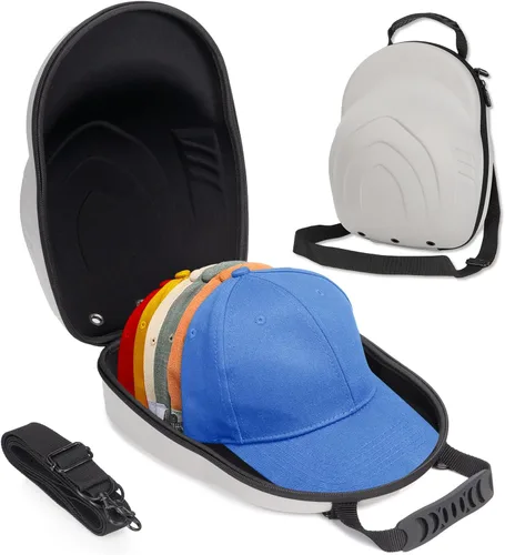 Miniatura 7 de Glamgen Funda rígida de viaje para gorras, funda para gorras de béisbol, bolsa de almacenamiento para 6 sombreros, organizador de sombreros con Caso