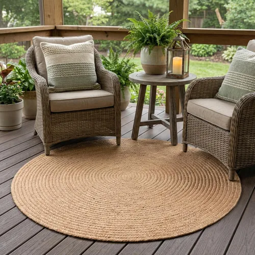 Miniatura 16 de Super Area Rugs Alfombra trenzada beige para cocina de campo, alfombra trenzada duradera para entrada/vestíbulo, ovalada, 3 x 5 pies