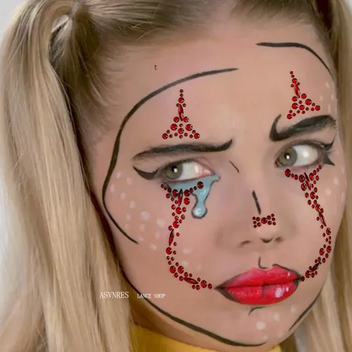 Miniatura 6 de 1 pieza de gemas faciales para Halloween, Día de los Muertos, tatuajes temporales de calavera con diamantes de imitación, piedras de cristal, gemas