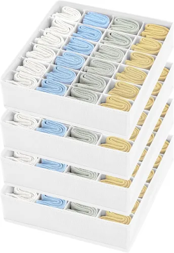 Miniatura 10 de Joyoldelf Organizador de cajones para calcetines, organizador de ropa interior, organizador de 16 celdas de tela, cajas de almacenamiento para Gris