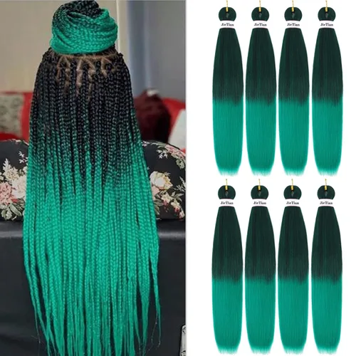 Miniatura 35 de Liang Dian Cabello Trenzado Preestirado Ombre de 12 Pulgadas, 8 Paquetes de Trenzas de Ganchillo Sintéticas, Ajuste con Agua Caliente, Extensiones