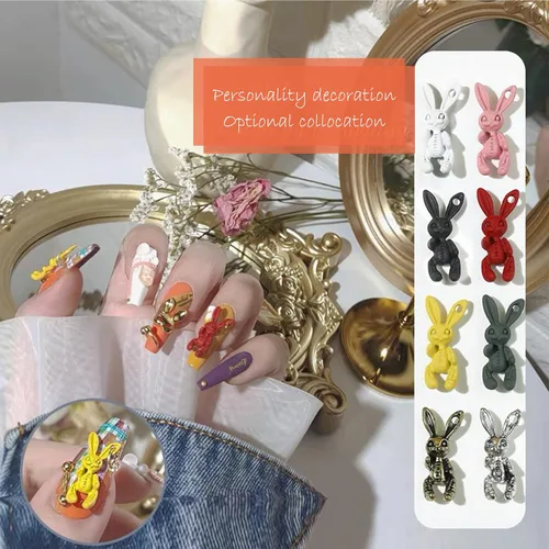 Miniatura 4 de KWOLYKIM 20 dijes de conejo de calavera cruzada, dijes de uñas de conejo para uñas de limo, manualidades, álbumes de recortes, funda de teléfono