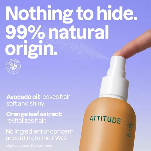 Miniatura 3 de ATTITUDE Spray desenredante, verificado por EWG, cuidado del cabello vegano y a base de plantas, sin enjuague para un cabello suave y manejable
