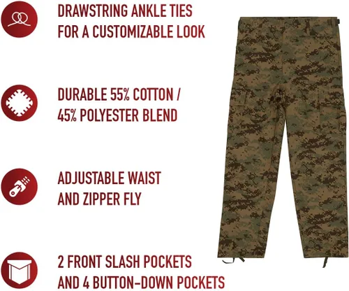 Miniatura 11 de Rothco Kids Bdu Pantalones – Acu Digital Camo