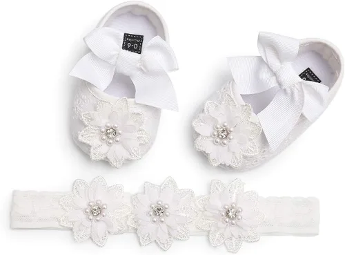 Miniatura 6 de Myleleya Zapatos planos Mary Jane para bebés y niñas con lazo y flores, vestido de princesa, para boda, zapatos de ballet antideslizantes para niños