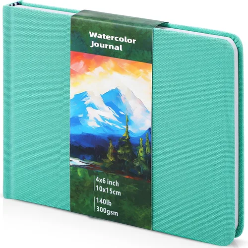 Miniatura 24 de Dispowreath Cuaderno de bocetos de acuarela de 5.5 x 5.5 pulgadas, cuaderno cuadrado de acuarela, prensa en frío, papel de algodón de 140 libras