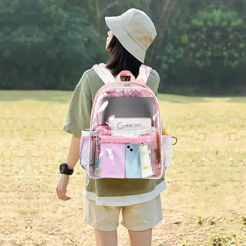 Miniatura 152 de CAMTOP Mochila transparente resistente y transparente para estudiantes, escuela, trabajo, festival, viajes, deportes, Beige, Mediana, Camtop Mochila