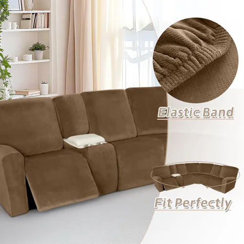 Miniatura 397 de Arfntevss Fundas de sofá seccional reclinable de terciopelo, Funda de sofá seccional de esquina para sofá reclinable, Funda elástica suave