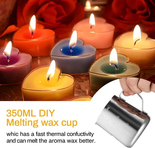 Miniatura 7 de Olla para derretir cera, latas de velas de acero inoxidable para hacer velas, recipientes de cera derretida, calentadores de cera de metal, café