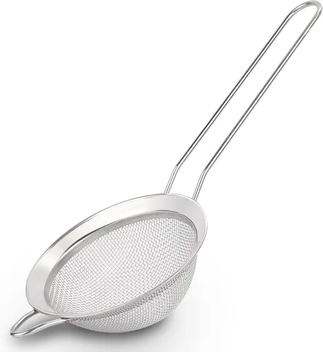 D Colador de malla fina, tamiz de acero inoxidable con asa, colador de metal pequeño para té suelto, jugo, bebida, hierbas, mini tamiz para harina,