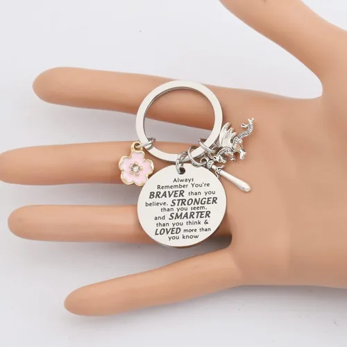 Miniatura 4 de KEYCHIN Llavero de la película Mu Lan y Mushu Dragon Fans Gift You Are Braver Stronger Smarter Than You Think Mu Lan Jewelry
