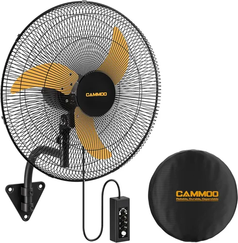 CAMMOO Ventilador oscilante de montaje en pared de 20 pulgadas, control remoto extendido con cable de 3.3 pies y cable de alimentación de 6.6 pies,