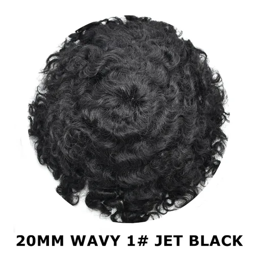 Miniatura 2 de Unidades de cabello afro para hombre, tupé, meave, afro tupé para hombre, sistema de reemplazo de cabello humano rizado, postizo de 0.787 in, 1#