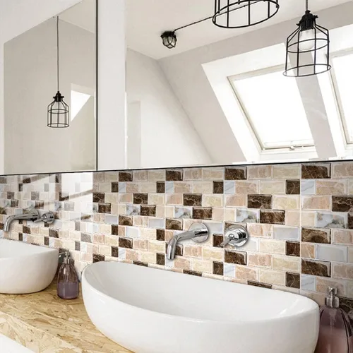 Miniatura 9 de Calcomanías para azulejos de mosaico, calcomanías decorativas para azulejos de pared, despegar y pegar, lámina ignífuga para salpicaduras en muro