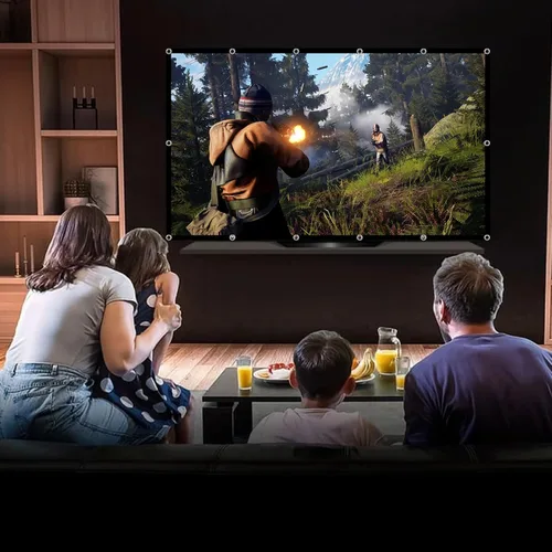 Miniatura 7 de TOWOND Pantalla de proyección de 100 pulgadas para interiores y exteriores, lavable, antiarrugas, 16:9, HD, pantalla de películas delanteras
