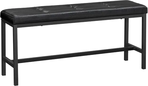 VASAGLE Banco de mesa de comedor, banco otomano con asiento acolchado de piel sintética, marco de acero, 42.5 x 12.8 x 18.9 pulgadas, para comedor,