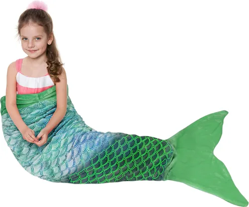 Miniatura 11 de Manta de cola de sirena para niños de Catalonia, manta súper suave de franela para dormir, manta acogedora para niñas, diseño de arco iris, regalo