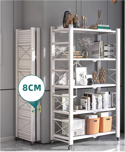 Miniatura 3 de Estantes plegables sin instalación, estantes para el hogar, estanterías multicapa, balcón, almacenamiento de exhibición, estante de hierro