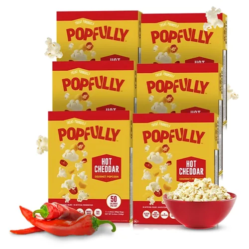 Miniatura 15 de POPFULLY Palomitas 94% libres de grasa totalmente explotadas, bolsas para compartir, sabor a mantequilla ligera, gran explosión, bolsas