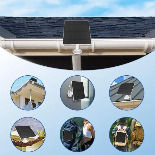 Miniatura 7 de Cargador de panel solar compatible con Arlo Pro 3/Pro 4/Pro 5S/Pro 3 Floodlight/Ultra/Ultra2, fuente de alimentación continua de panel solar de 5 W