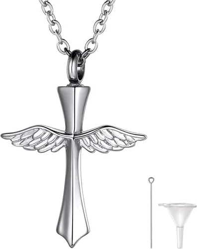 Miniatura 27 de Richsteel Collares de urna para cenizas para mujeres y hombres, collar con colgante de cremación para cenizas, joyería conmemorativa de acero
