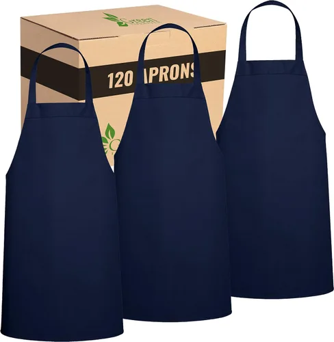 Miniatura 26 de GREEN LIFESTYLE Paquete de 2 delantales de chef con bolsillos, delantales de parrilla para hombres, delantal de cocina impermeable para barbacoa