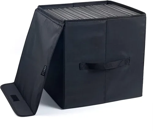 Miniatura 10 de Caja de almacenamiento de discos de vinilo UENTIP - Caja LP de 7 pulgadas, capacidad para 60 discos - Paquete de 1 - 11x7.67x7.67 pulgadas - Negro