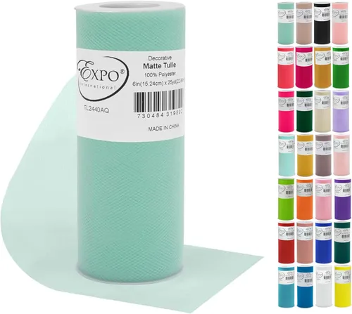 Expo International Tul mate decorativo, tela de tul de poliéster ligero para tutús, disfraces y decoraciones de fiestas, lavable, fácil de usar, 6