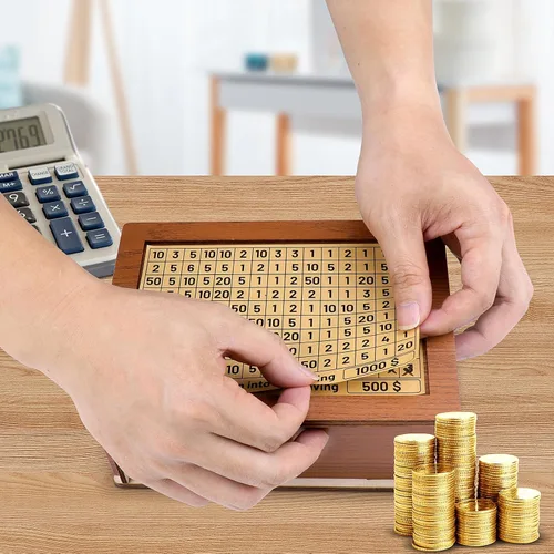 Miniatura 5 de Caja de dinero con contador, caja de dinero de madera reutilizable, alcancía retro con 500 1000 2000 3000 5000 10000 objetivo de ahorro de dinero