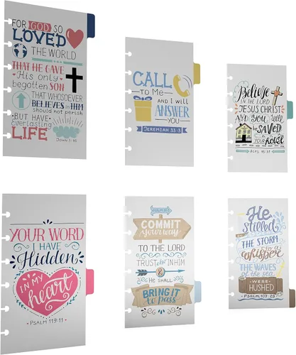 Miniatura 3 de Discagenda Separadores de 6 secciones de plástico duradero con versículos de la Biblia para diario de fe para planificador, organizador personal A5