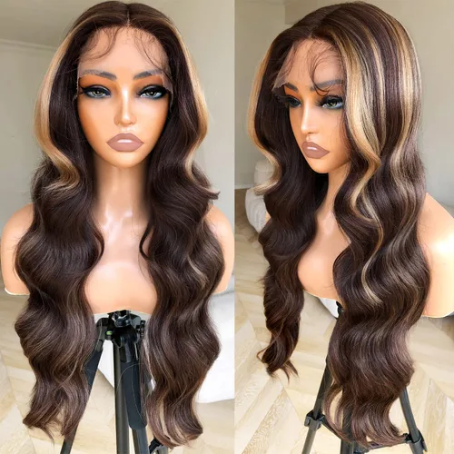Miniatura 15 de Peluca de encaje frontal de 14 pulgadas con cuerpo ondulado de encaje HD, pelucas sin pegamento de cabello humano preestilizadas y precortadas, Negro