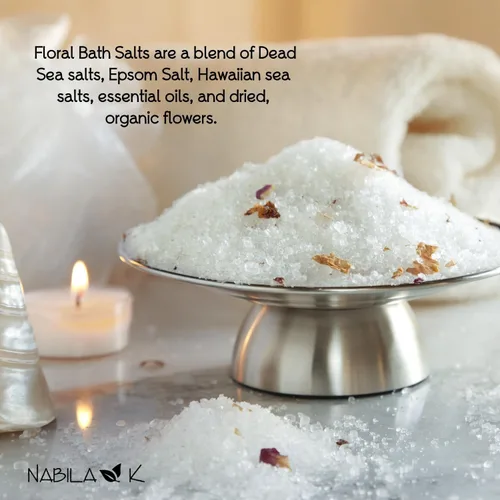 Miniatura 4 de Nabila K - Sales de baño orgánicas de rosas – Sal del Mar Muerto y sal de Epsom exfoliante y remojar – Exfolia e hidrata la piel, aceites esenciales