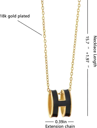 Miniatura 2 de Collar H para mujeres y niñas, chapado en oro de 18 quilates, diseño clásico de letra, lindo collar de moda, colgante, joyería de regalo para mujeres