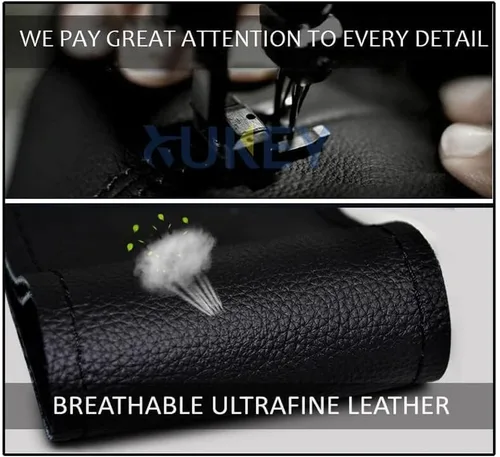 Miniatura 2 de AUTOXBERT Funda de volante de 38 cm/15 pulgadas de piel con costura, funda de volante transpirable y antideslizante para Nissan Qashqai Toyota Camry
