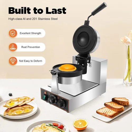 Miniatura 3 de LYNICESHOP Máquina eléctrica de gofres, sandwichera de prensa Panini, heladería, hamburguesería brioche, máquina de prensa panini, placas