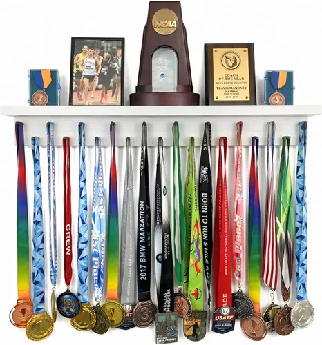 Miniatura 10 de MedalAwardsRack Estante de exhibición de medallas y soporte para trofeos Premier para gimnasia, fútbol, baloncesto, fútbol americano y más – 2 pies