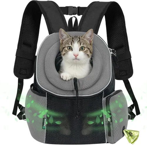 PetAmi Mochila transportadora frontal para perro, mochila de transporte de pecho ajustable ventilada para perros y gatos, transportadora para perros