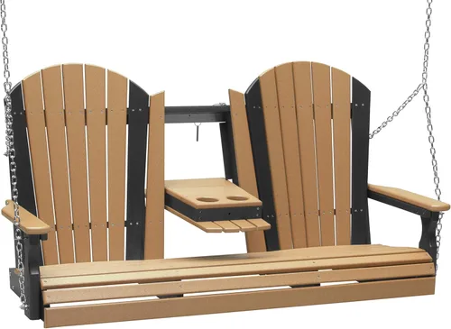 Miniatura 18 de LuxCraft Adirondack - Columpio colgante para porche delantero de 5 pies con consola abatible, asientos hasta 3, banco de columpio de patio al aire