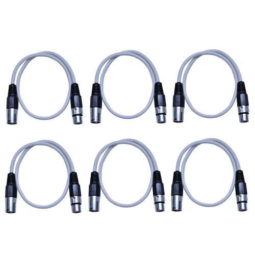 Miniatura 43 de Seismic Audio SAXLX-2Brown-Paquete de 6 cables de conexión XLR de 2 pies marrones - Cables de micrófono - Cables XLR macho a hembra - 2 pies