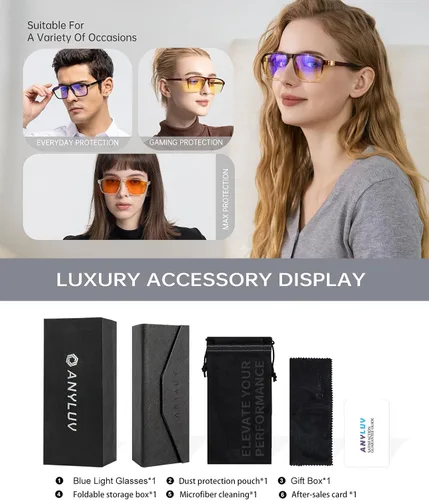 Miniatura 7 de ANYLUV Gafas de luz azul para hombre, lentes de bloqueo de luz azul para hombres y mujeres, antifatiga ocular UV400 para protección ocular
