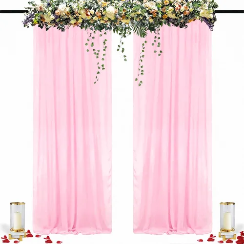 Miniatura 23 de DUOBAO Cortina de gasa naranja transparente de 10 pies, 2 paneles de 29 x 120 pulgadas, cortinas de tela de gasa para ceremonia de boda, cortinas