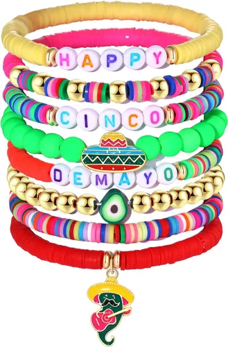 Miniatura 291 de Surfer Heishi - Pulseras apilables para mujer, apilables, de vinilo arcoíris, disco de arcilla, pulseras elásticas para la amistad, joyería bohemia