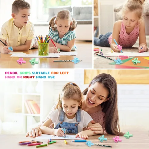 Miniatura 7 de KIGEAPUEL 20 piezas de empuñaduras para lápices para niños, entrenamiento ergonómico de la escritura, soporte para lápices, herramienta de escritura