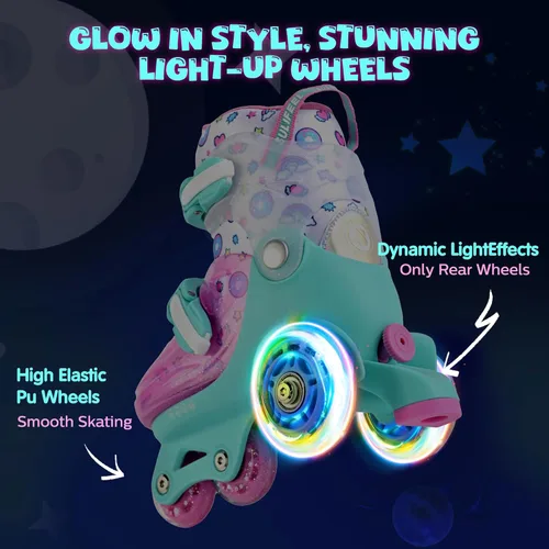 Miniatura 6 de SULIFEEL Patines de Ruedas Ajustables para Niñas Niños Infantiles, Ruedas Divertidas Iluminadas con Luz Flash de Tipo Equilibrio de Tres Puntos