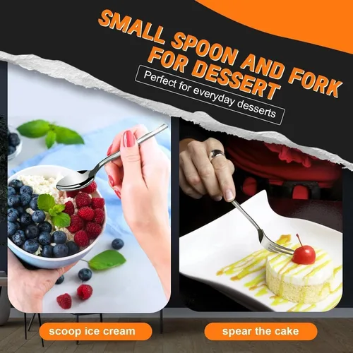 Miniatura 5 de SSGP Juego de cubiertos para 8, 40 piezas juego de utensilios de cubertería de acero inoxidable resistente para servir, acabado espejo, elegante