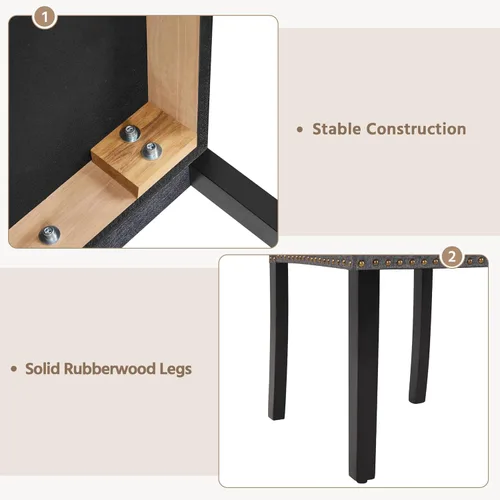 Miniatura 6 de Yaheetech Juego de 2 sillas de comedor tapizadas de tela moderna con patas de madera maciza y adornos de cabeza de clavo para cocina, sala de estar