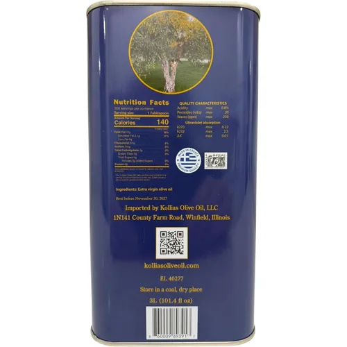 Miniatura 4 de Aceite de oliva virgen extra virgen de cosecha temprana Kollias 2025 de una sola fuente 3L (1)